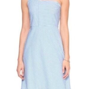 Banana Republic One Shoulder Blue Striped Dress